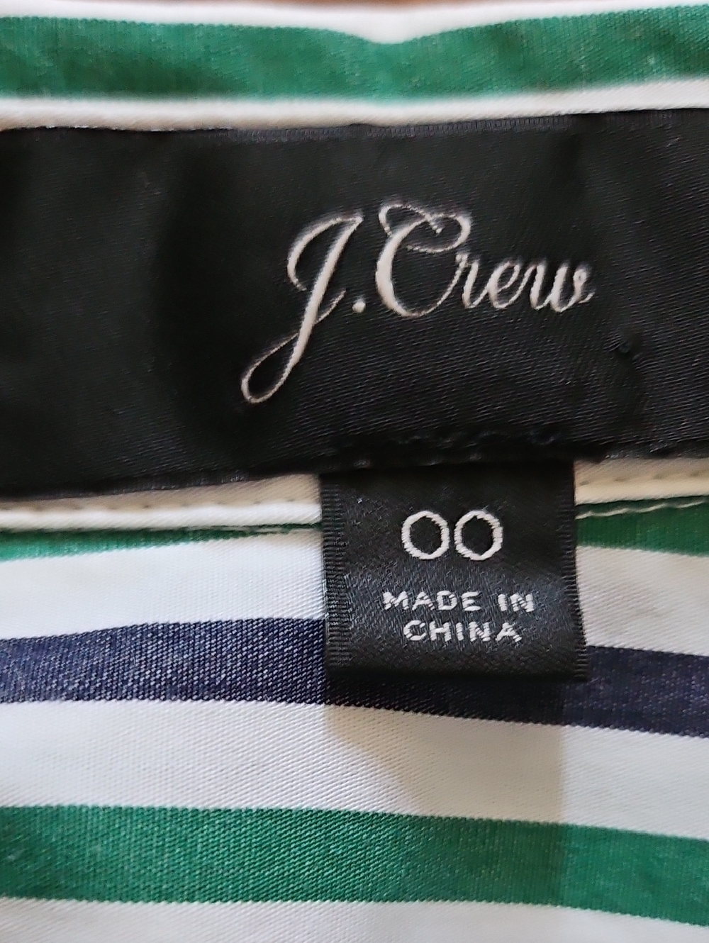 J Crew Tie Waist Shirt Dress Navy/ Green/ White Stripes Size 00 - Picture 10 of 11